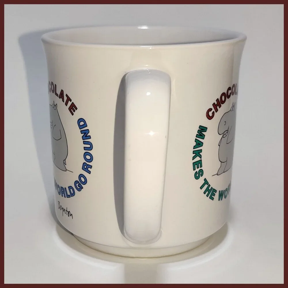 Vintage 1980s Sandra Boynton 'CHOCOLATE MAKES THE WORLD GO ROUND' Hippo Mug - Picture 2 of 6